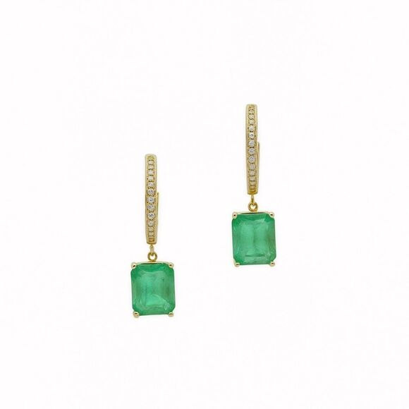 Natural Emerald Diamond Earrings 14k Yellow Gold 3.56 TCW Certified $4,975 - Picture 10 of 11